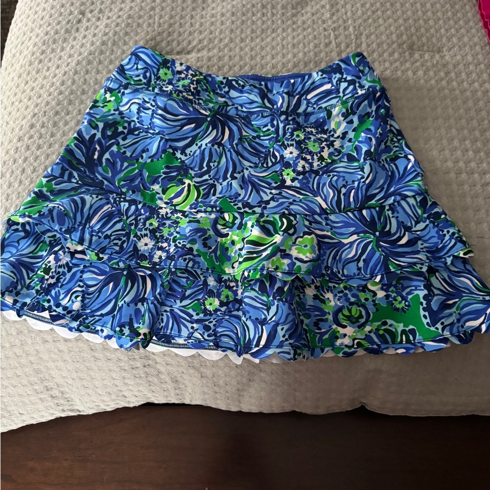 Lilly Pulitzer Blue and Green Skater Mini Skirt